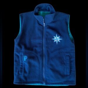 VTG 90s Pro Player Seattle Mariners RARE Reversible Vest Fleece Nylon Blue Sz. L